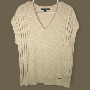 NWT MARC NEW YORK  Preppy Cable Knit Sweater Vest V-Neck S Cream